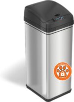 Stainless Steel Dog Proof Trash Can with Odor Filter, Motion Sensor